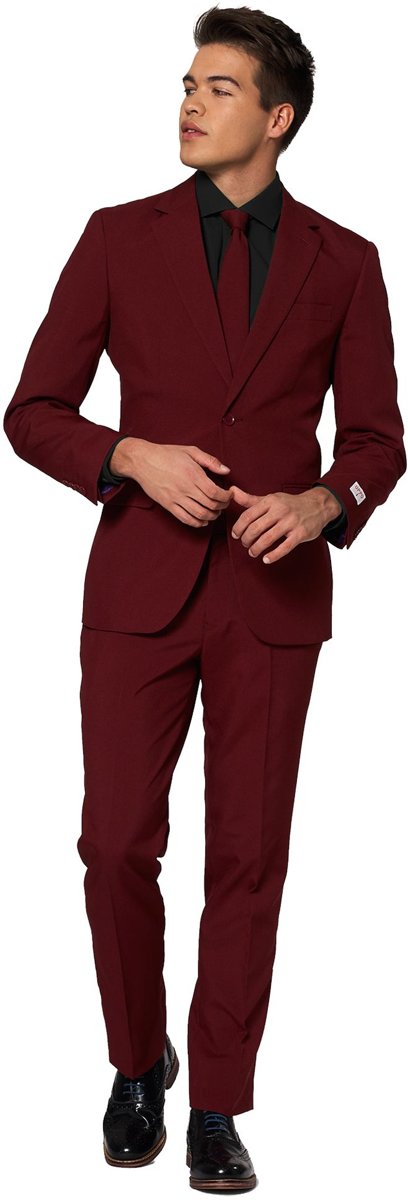 Feesten & Gelegenheden Kostuum | Helemaal Wijnrood Blazing Burgundy | Man | Maat 46 | Carnaval kostuum | Verkleedkleding